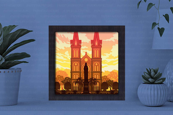 Saigon Paper Cut Light Box Graphics Template