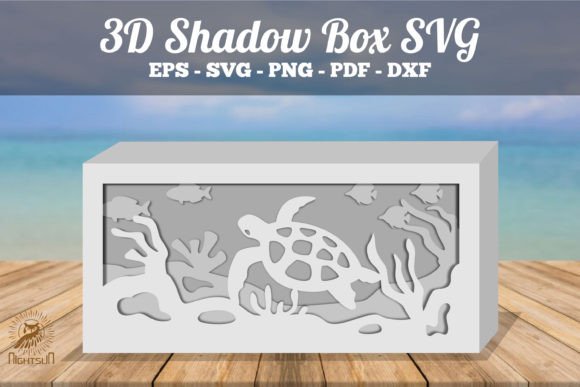 Underwater Animals Themes 3D Shadow Box Paper Cut Template(Rectangle)