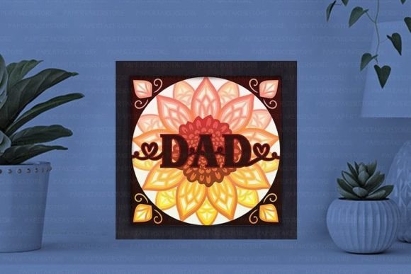 Sunflower Dad Paper Cut Light Box Graphics Template