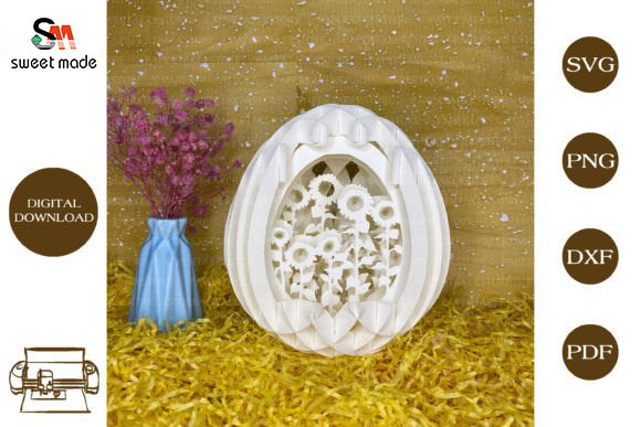 Sunflower Pop Up Egg Light Box Paper Cut Template Cricut File