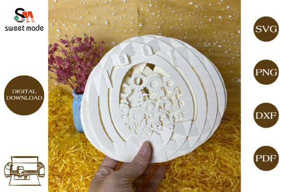 Sunflower Pop Up Egg Light Box Paper Cut Template Cricut File