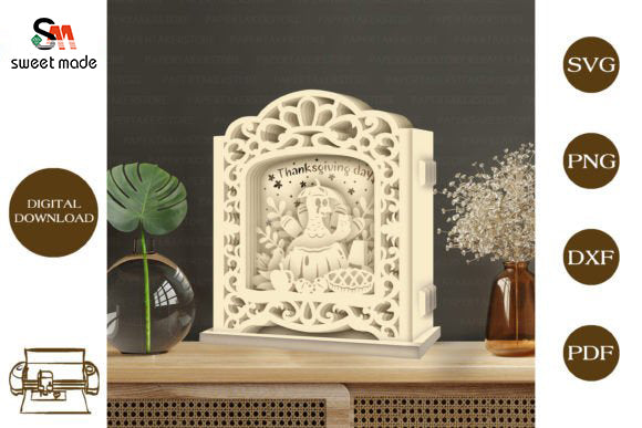 Thanksgiving Day 1 Pop Up Light Box File Paper Cut Template Cricut File