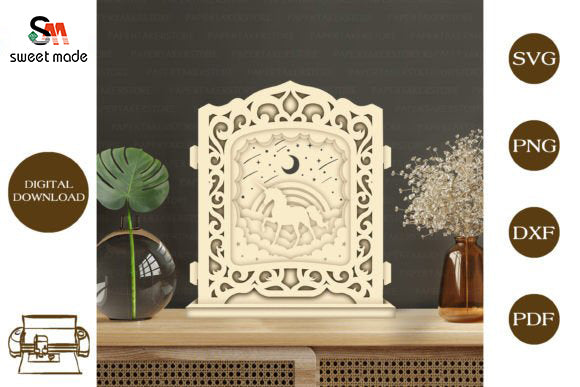 Unicorn Pop Up Light Box File Paper Cut Template Cricut File