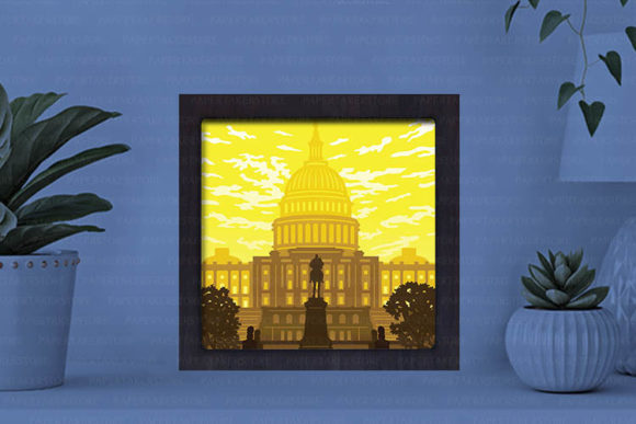 Washington DC Paper Cut Light Box Graphics Template