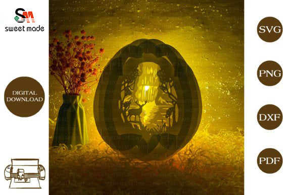 Waterfall Pop Up Egg Light Box Paper Cut Template Cricut File