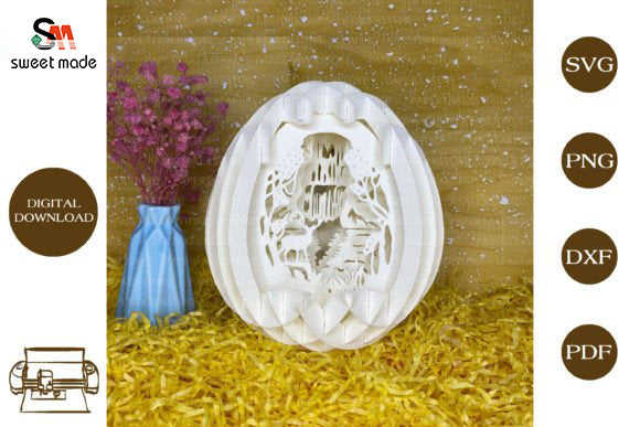 Waterfall Pop Up Egg Light Box Paper Cut Template Cricut File
