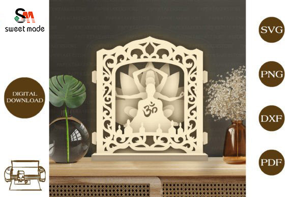 Yoga Pop Up Light Box File Paper Cut Template Cricut File