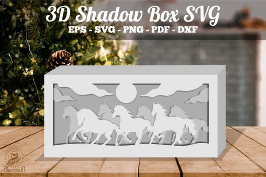 Animals Themes 3D Shadow Box Paper Cut Template（Rectangle）