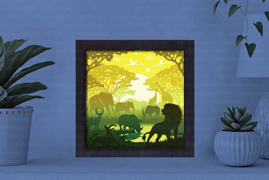 Africa Landscape Paper Cut Light Box Graphics Template