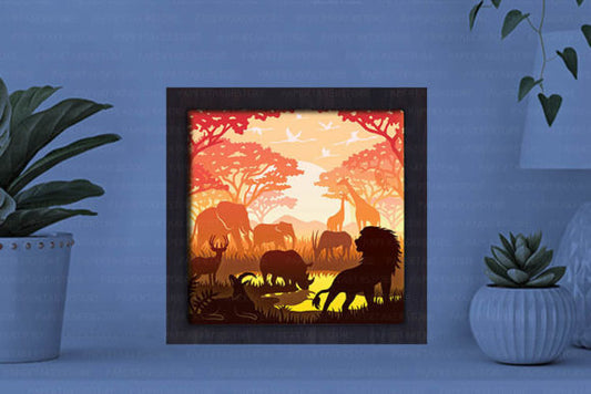 Africa Landscape Paper Cut Light Box Graphics Template