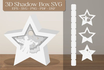 Star Shape 3D Shadow Box Paper Cut Template