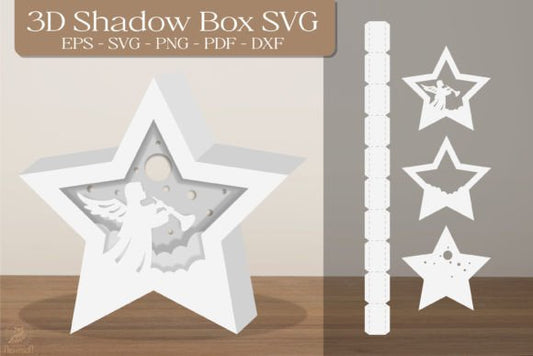 Star Shape 3D Shadow Box Paper Cut Template