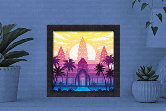Angkor Wat Paper Cut Light Box Graphics Template