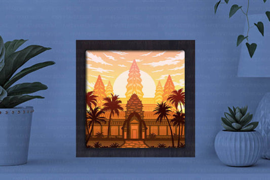 Angkor Wat Paper Cut Light Box Graphics Template
