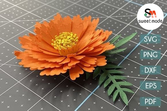 Aster Paper Flower SVG Template
