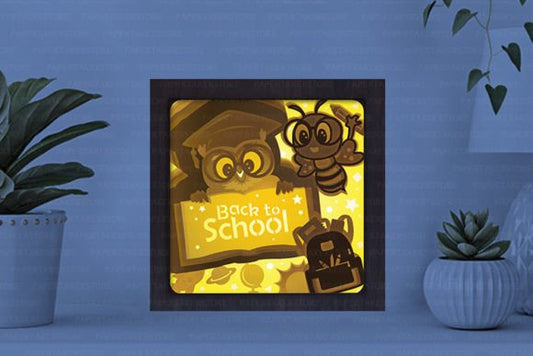 Back to School Paper Cut Light Box Graphics Template