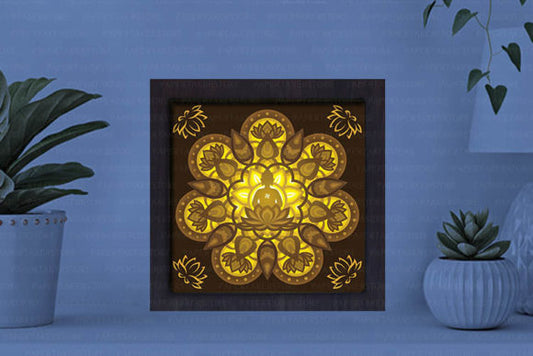 Buddha Paper Cut Light Box Graphics Template