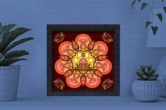 Buddha Paper Cut Light Box Graphics Template