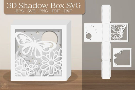 Square 3D Shadow Box Paper Cut Template