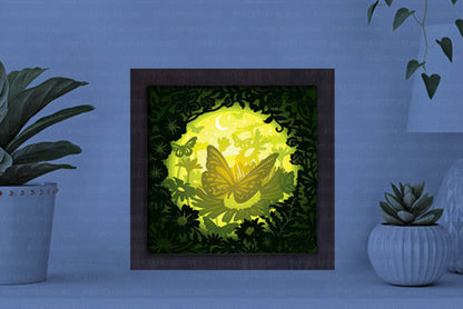 Flying Butterfly Paper Cut Light Box Graphics Template