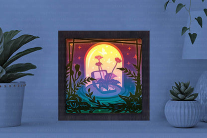 Butterfly Jar Paper Cut Light Box Graphics Template
