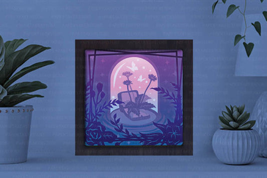Butterfly Jar Paper Cut Light Box Graphics Template