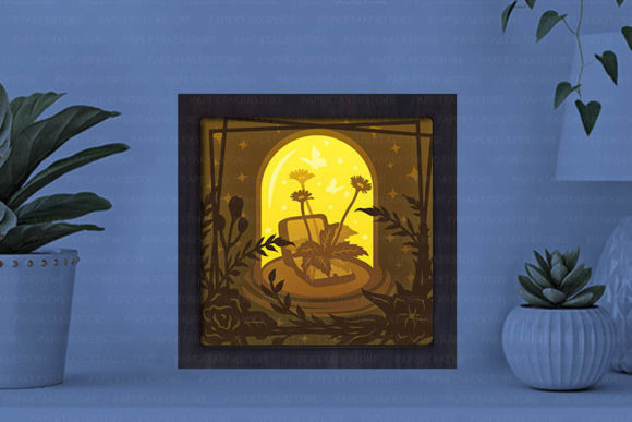 Butterfly Jar Paper Cut Light Box Graphics Template