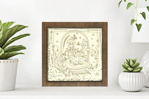 Butterfly Jar Paper Cut Light Box Graphics Template