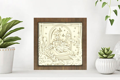 Butterfly Jar Paper Cut Light Box Graphics Template