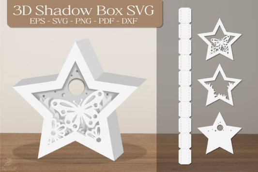 Star Shape 3D Shadow Box Paper Cut Template
