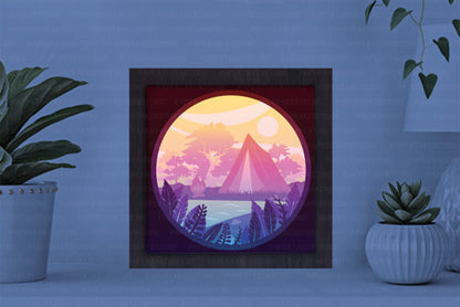 Camping Paper Cut Light Box Graphics Template