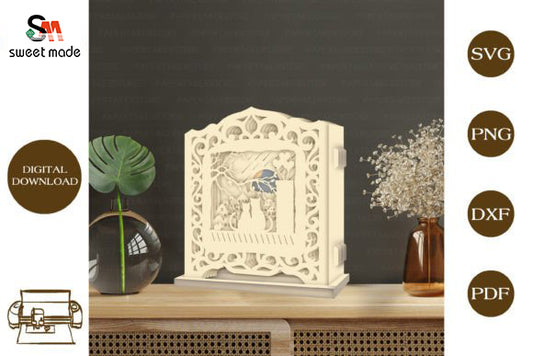 Cat and Moon - Pop Up Light Box File - Cricut File