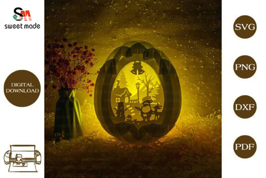 Christmas Pop Up Egg Light Box Paper Cut Template Cricut File