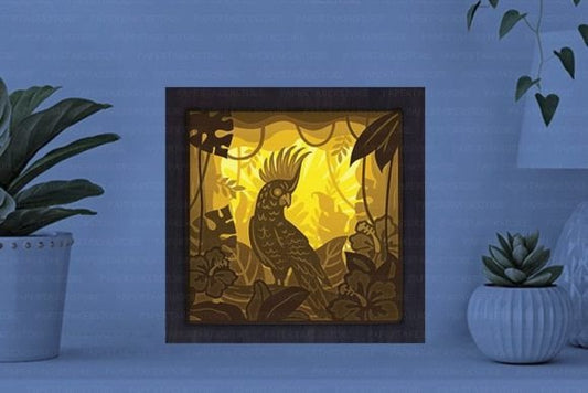 Cockatoos Paper Cut Light Box Graphics Template