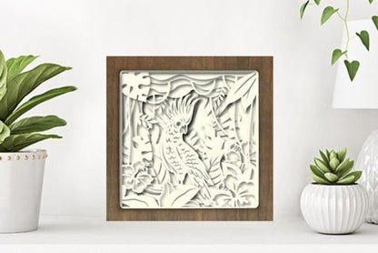 Cockatoos Paper Cut Light Box Graphics Template