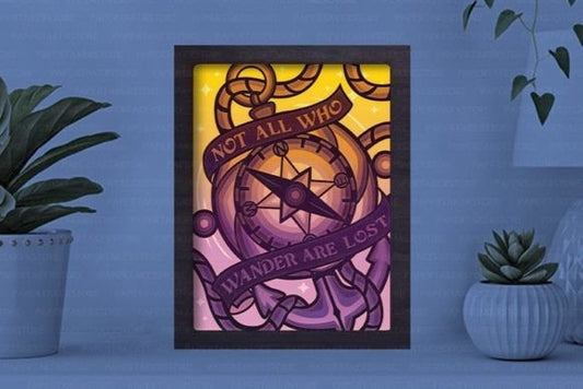 Compass Paper Cut Light Box Graphics Template