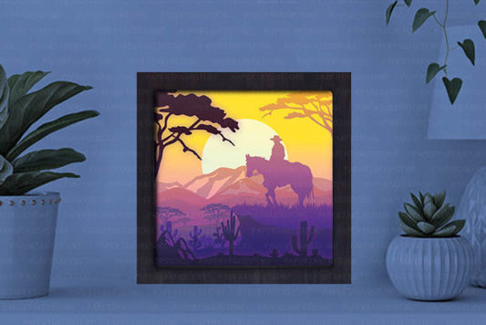 Cowboy Paper Cut Light Box Graphics Template