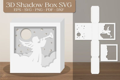 Square 3D Shadow Box Paper Cut Template