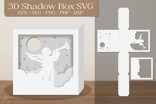 Square 3D Shadow Box Paper Cut Template