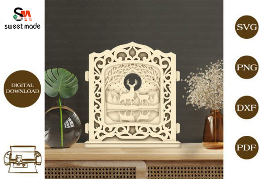 Deer 2 Pop Up Light Box File Paper Cut Template Cricut File