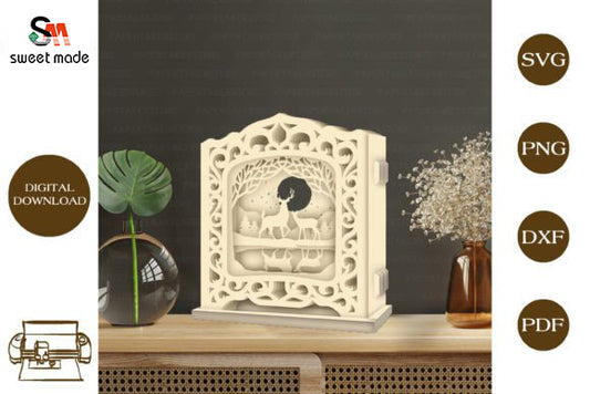 Deer 2 Pop Up Light Box File Paper Cut Template Cricut File