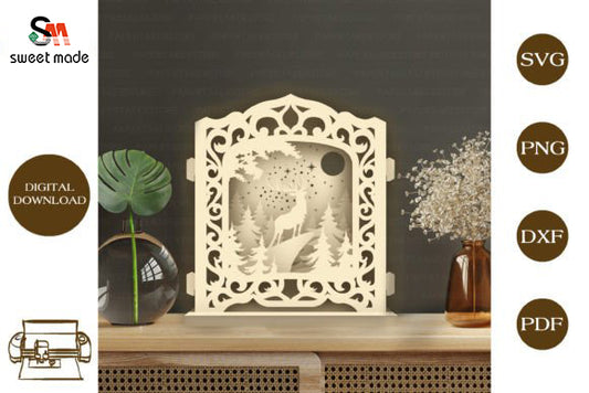 Deer 3 Pop Up Light Box File Paper Cut Template Cricut File