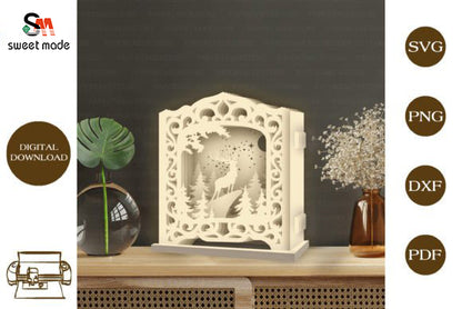 Deer 3 Pop Up Light Box File Paper Cut Template Cricut File