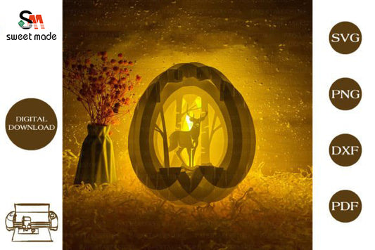 Deer Pop Up Egg Light Box Paper Cut Template Cricut File