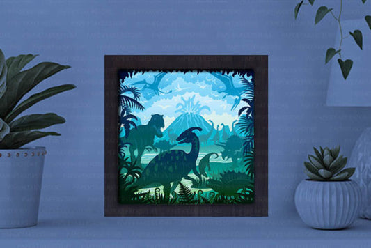 Dinosaur Paper Cut Light Box Graphics Template