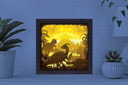 Dinosaur Paper Cut Light Box Graphics Template