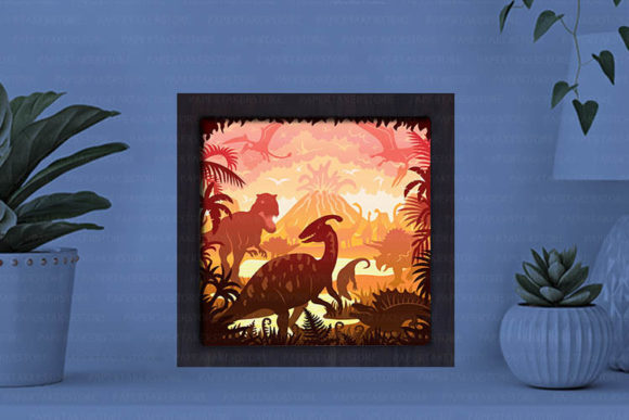 Dinosaur Paper Cut Light Box Graphics Template