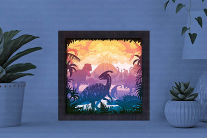 Dinosaur Paper Cut Light Box Graphics Template