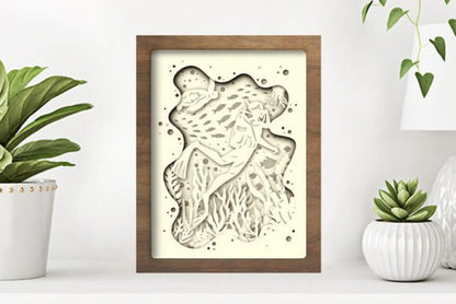 Diver Paper Cut Light Box Graphics Template