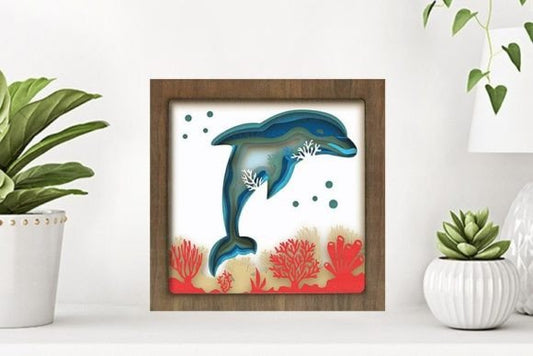 Dolphin Paper Cut Light Box Graphics Template